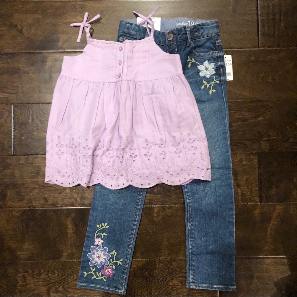 NWT Gap Kids Embroidered Jeans and Tank